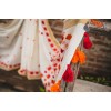 PHULKARI-ETERNAL WHITE/RED AND ORANGE  Hand Embroidered Phulkari